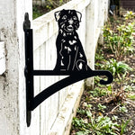 Border terrier metal hanging basket bracket mounted on outdoor wall for plant decoration