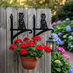 Border terrier metal hanging basket bracket mounted on outdoor wall for plant decoration