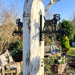 Border terrier metal hanging basket bracket mounted on outdoor wall for plant decoration