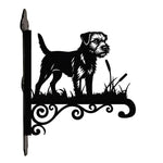 Border terrier metal hanging basket bracket mounted on outdoor wall for plant decoration