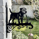 Border terrier metal hanging basket bracket mounted on outdoor wall for plant decoration