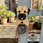 Border Terrier wooden dog wall hook key and leash holder for home entryway organizer