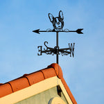 Boston Terrier metal weather vane with directional arrows and mounting rod, outdoor roof and garden decoration