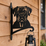 Boxer metal hanging basket bracket mounted on outdoor wall for plant decoration
