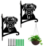Boxer metal hanging basket bracket mounted on outdoor wall for plant decoration