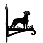 Boxer metal hanging basket bracket mounted on outdoor wall for plant decoration