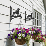 Boxer metal hanging basket bracket mounted on outdoor wall for plant decoration