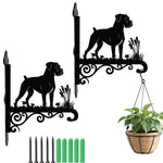 Boxer metal hanging basket bracket mounted on outdoor wall for plant decoration