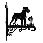 Boxer metal hanging basket bracket mounted on outdoor wall for plant decoration