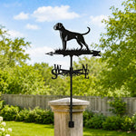 Boxer metal weather vane with directional arrows and mounting rod, outdoor roof and garden decoration
