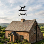 Boxer metal weather vane with directional arrows and mounting rod, outdoor roof and garden decoration