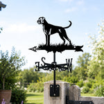 Boxer metal weather vane with directional arrows and mounting rod, outdoor roof and garden decoration