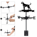 Boxer metal weather vane with directional arrows and mounting rod, outdoor roof and garden decoration