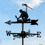 Bricklayer metal weather vane with directional arrows and mounting rod, outdoor roof and garden decoration
