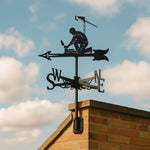 Bricklayer metal weather vane with directional arrows and mounting rod, outdoor roof and garden decoration