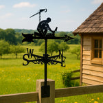 Bricklayer metal weather vane with directional arrows and mounting rod, outdoor roof and garden decoration
