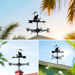 Bricklayer metal weather vane with directional arrows and mounting rod, outdoor roof and garden decoration