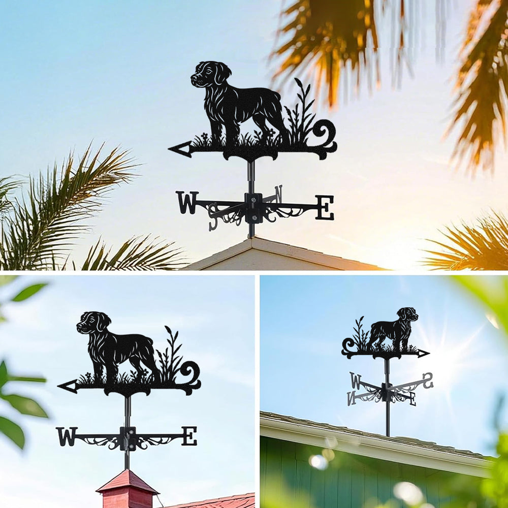 Brittany metal weather vane with directional arrows and mounting rod, outdoor roof and garden decoration