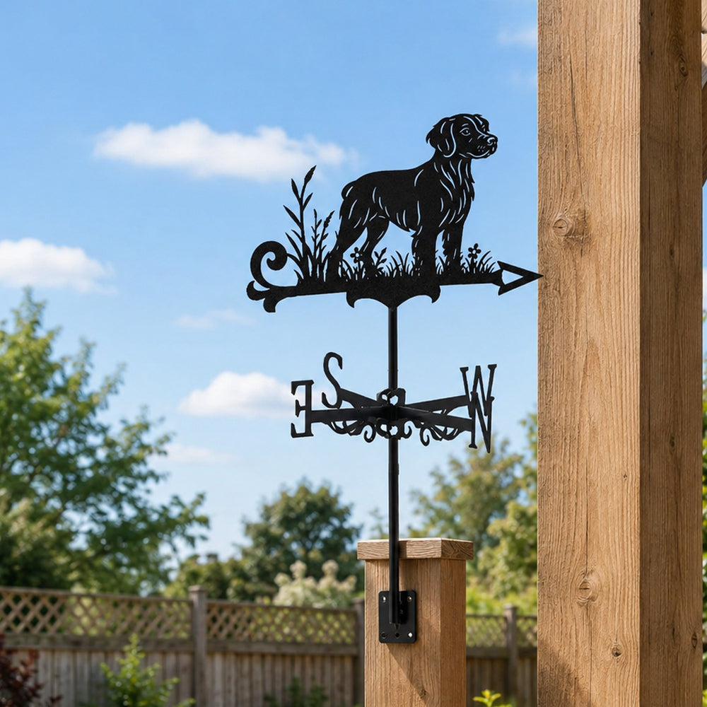Brittany metal weather vane with directional arrows and mounting rod, outdoor roof and garden decoration
