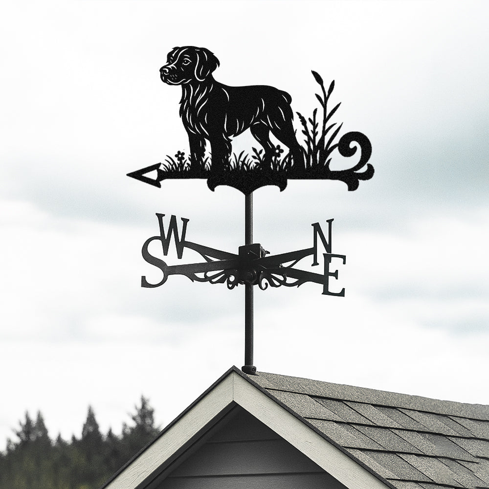 Brittany metal weather vane with directional arrows and mounting rod, outdoor roof and garden decoration