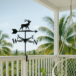 Bull elk metal weather vane with directional arrows and mounting rod, outdoor roof and garden decoration