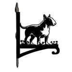 Bull terrier metal hanging basket bracket mounted on outdoor wall for plant decoration