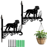 Bullmastiff metal hanging basket bracket mounted on outdoor wall for plant decoration