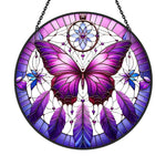 Butterfly dreamcatcher stained glass suncatcher window hanging, suitable for home and garden decoration