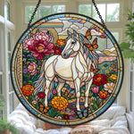 Butterfly horse stained glass suncatcher window hanging, suitable for home and garden decoration