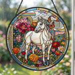Butterfly horse stained glass suncatcher window hanging, suitable for home and garden decoration
