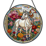 Butterfly horse stained glass suncatcher window hanging, suitable for home and garden decoration