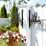 Cairn terrier metal hanging basket bracket mounted on outdoor wall for plant decoration