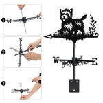 Cairn Terrier metal weather vane with directional arrows and mounting rod, outdoor roof and garden decoration
