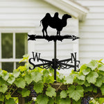 Camel metal weather vane with directional arrows and mounting rod, outdoor roof and garden decoration