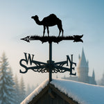 Camel metal weather vane with directional arrows and mounting rod, outdoor roof and garden decoration