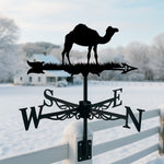 Camel metal weather vane with directional arrows and mounting rod, outdoor roof and garden decoration