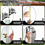 Candy cane and holly metal hanging basket bracket mounted on outdoor wall for plant decoration