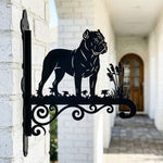 Cane corso metal hanging basket bracket mounted on outdoor wall for plant decoration