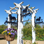 Cane corso metal hanging basket bracket mounted on outdoor wall for plant decoration