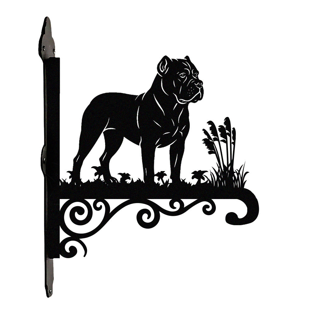 Cane corso metal hanging basket bracket mounted on outdoor wall for plant decoration