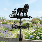 Cane Corso metal weather vane with directional arrows and mounting rod, outdoor roof and garden decoration