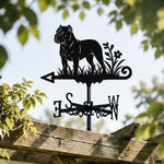 Cane Corso metal weather vane with directional arrows and mounting rod, outdoor roof and garden decoration