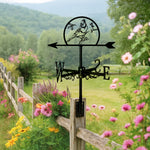 Cardinal on branch metal weather vane with directional arrows and mounting rod, outdoor roof and garden decoration