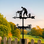 Carpenter metal weather vane with directional arrows and mounting rod, outdoor roof and garden decoration