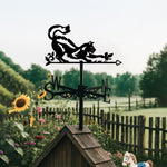 Cat and bird metal weather vane with directional arrows and mounting rod, outdoor roof and garden decoration
