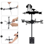 Cavalier King Charles Spaniel metal weather vane with directional arrows and mounting rod, outdoor roof and garden decoration