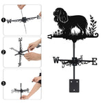 Cavalier King Charles Spaniel metal weather vane with directional arrows and mounting rod, outdoor roof and garden decoration