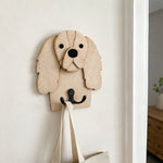 Cavalier King Charles Spaniel wooden dog wall hook key and leash holder for home entryway organizer