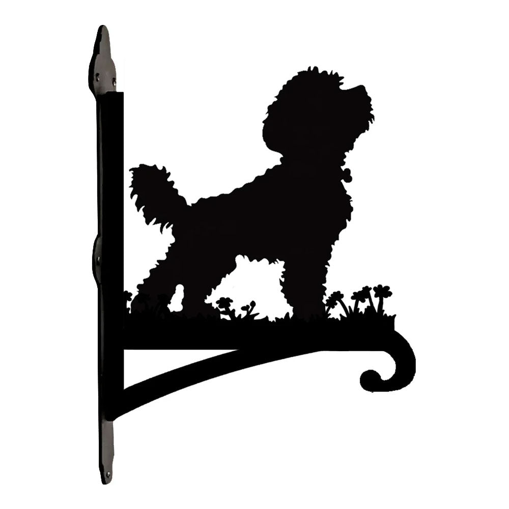 Cavapoo metal hanging basket bracket mounted on outdoor wall for plant decoration