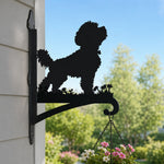 Cavapoo metal hanging basket bracket mounted on outdoor wall for plant decoration